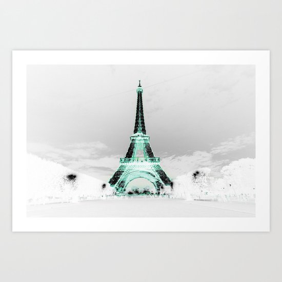pariS Black & White + Mint Art Print