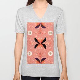 Camelia pattern 1b V Neck T Shirt