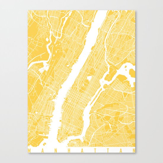 Manhattan map yellow Canvas Print