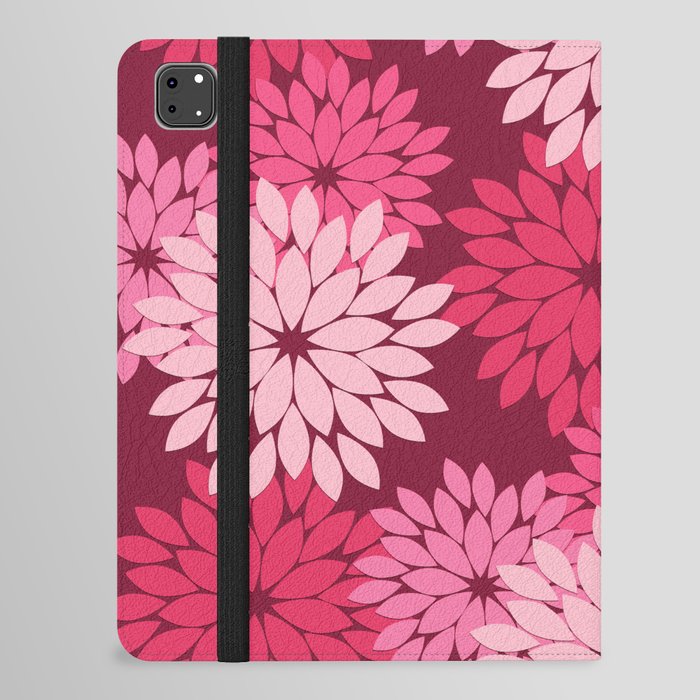 Modern Floral Kimono Print, Fuchsia Pink and Burgundy iPad Folio Case