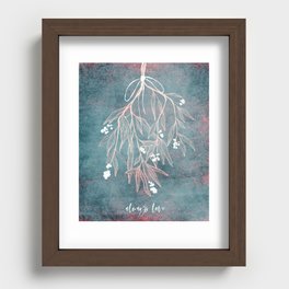 Mistletoe | Always Love | X-Mas | Light Teal & Rosé Recessed Framed Print