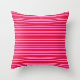 [ Thumbnail: Crimson and Hot Pink Colored Lines/Stripes Pattern Throw Pillow ]