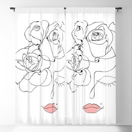 Head Of Flowers Art, Line Art Woman With Flowers, Flower Woman Line Art, Girl With Flowers, Minimal Line Drawing Woman. Young pretty logo. Nature line art Blackout Curtain