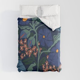 Klimt flower dark blue Comforter