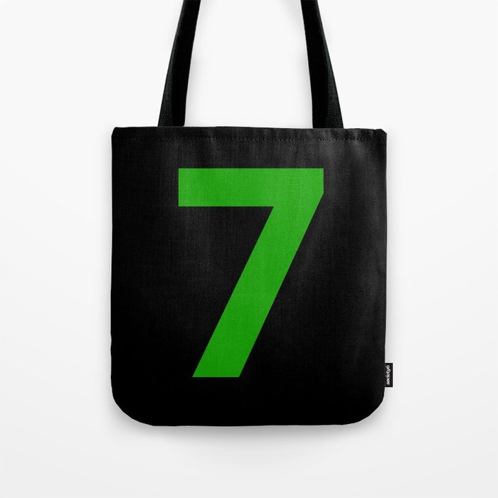 Number 7 (Green & Black) Tote Bag