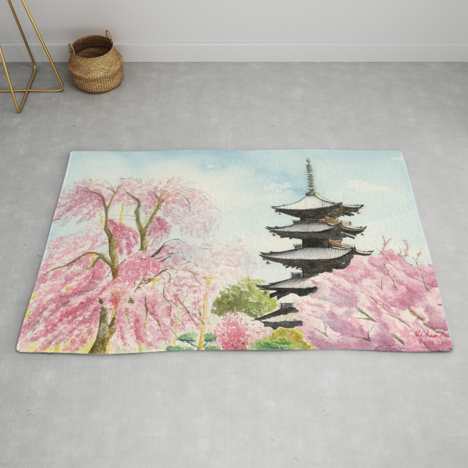 Dining Room Kitchen Rectangular Runner Ambesonne Nature Table Runner 16 X 90 Coral Black Illustration of Sakura Branches Windy April Weather in Japanese Painting Style Art