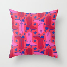 Cowboy Boots Pattern (pink/red/blue) Throw Pillow
