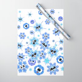 Cartoon Snowflakes / Emoji Snowflakes Wrapping Paper