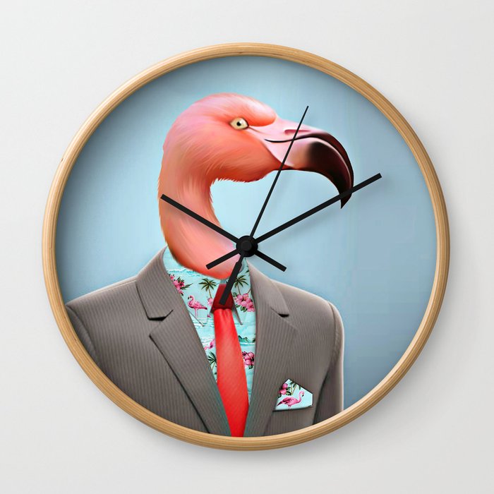 Pink Flamingo's Wall Clock