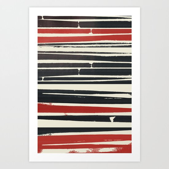 Navy Red Stripes Art Print