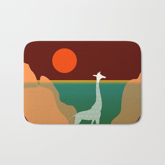 Giraffe Aquatic Scene Bath Mat