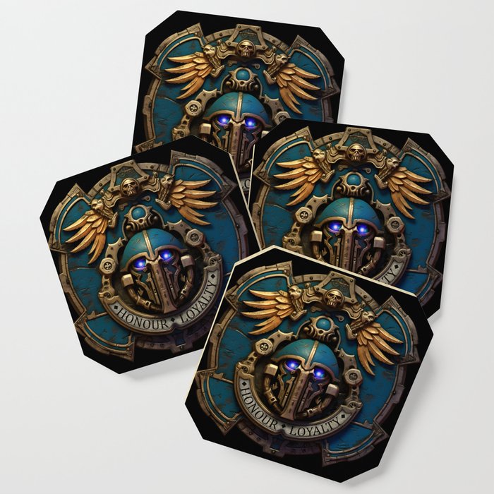 Grimdark Sci-Fi Warrior Crest #1 Coaster