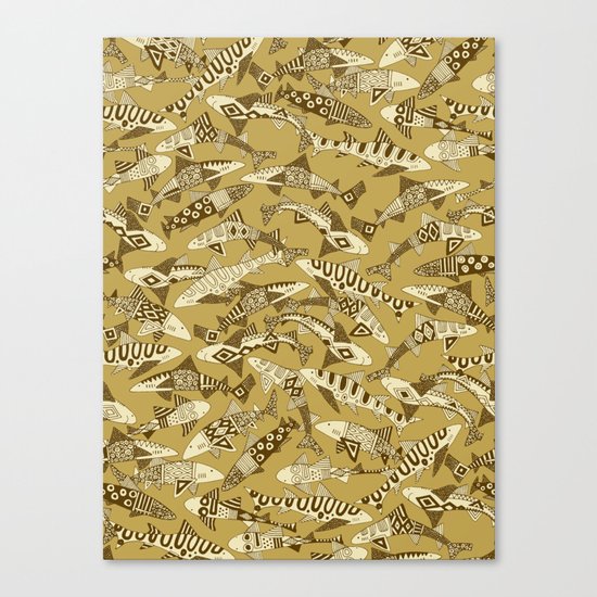shark party gold Canvas Print