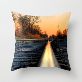 Down the Tracks Throw Pillow
