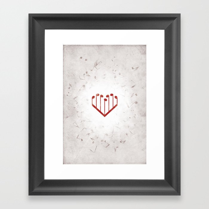 Music Heart gray Framed Art Print