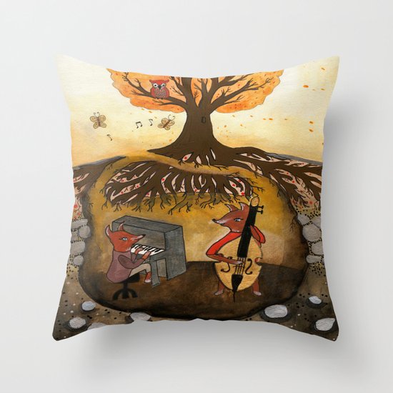 Fox Jam Throw Pillow