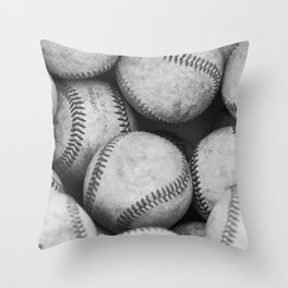 Baseballs Black & White Graphic Illustration Design Throw Pillow