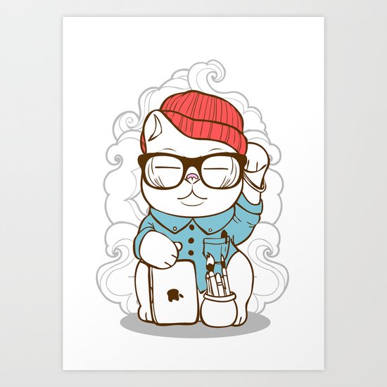 Hipster Kitty Art Print