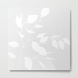Grey & White Leaves Metal Print | Graphic Design, Nordic, Winter, Organic, Branches, Simple, Leaves, Graphicdesign, Summer, Glam 
