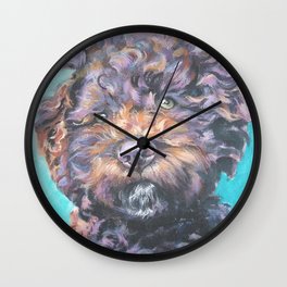 Lagotto Romagnolo dog art portrait from an original painting by L.A.Shepard Wall Clock