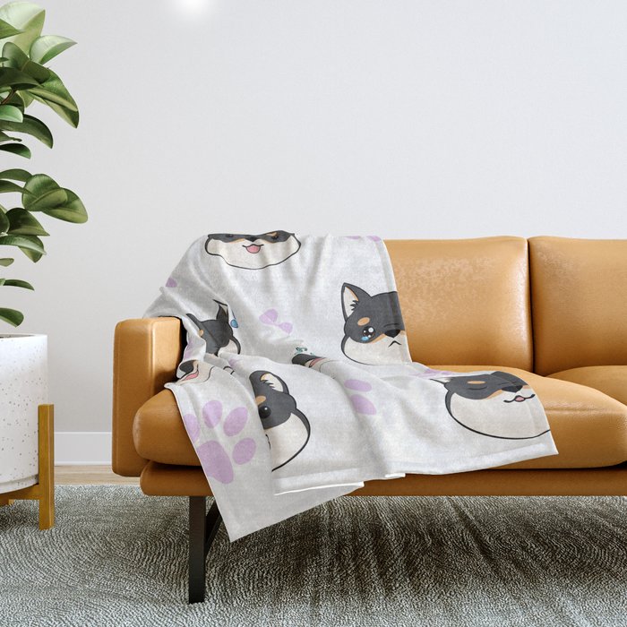 Chibi Shiba S Black Tan Throw Blanket By Lilium Society6