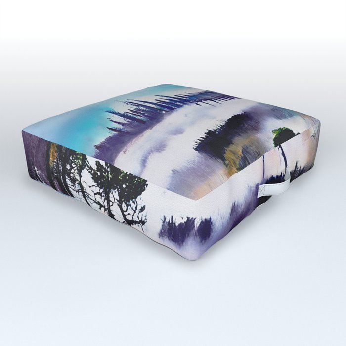 Abstract Painting No. 9 Pine Forest Outdoor Floor Cushion