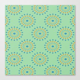 SPLASH RETRO ABSTRACT in BLUE AND ORANGE ON MINT GREEN Canvas Print