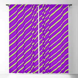 [ Thumbnail: Dark Violet and Light Green Colored Striped/Lined Pattern Blackout Curtain ]