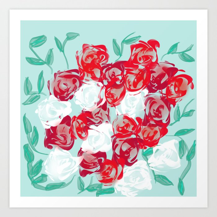 Red and White Roses Art Print