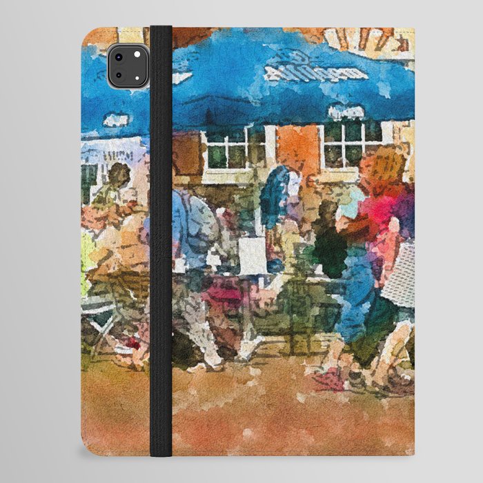 Watercolor City Life 1 Digital Art Painting iPad Folio Case