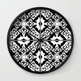 Moroccan Tile Pattern in Black and White Wall Clock | Moroccantiles, Twotone, Retro, Moroccan, Tiles, Artdeco, White, Whitebackground, 1920S, Ceramic 