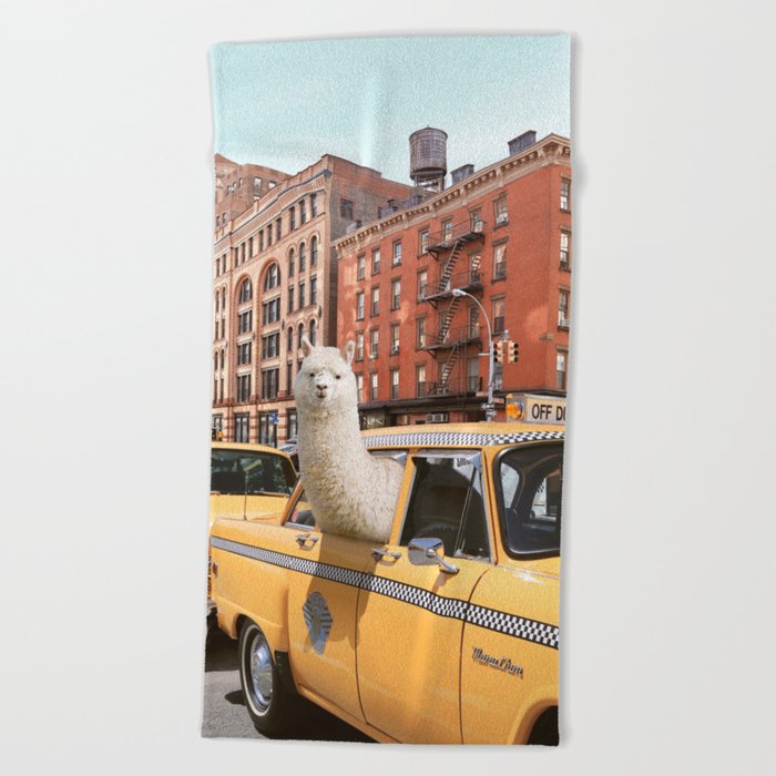 Alpaca in New York Beach Towel