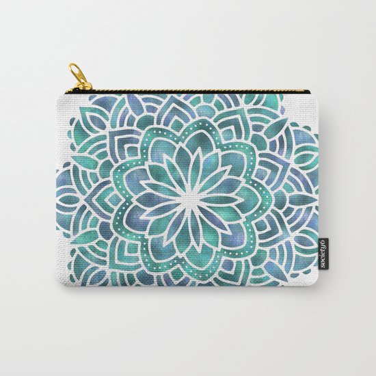 Mandala Succulent Blue Green Carry-All Pouch