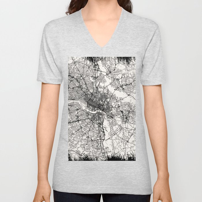 Vintage Richmond, USA City Map V Neck T Shirt