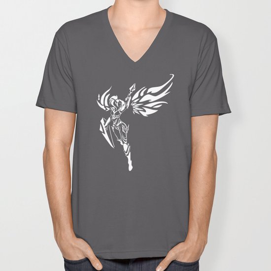 Winged Elf Paladin Female Warrior Unisex V Neck By Jamiestrassenburg