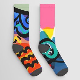 French Portrait Colorful Woman Fauvism by Emmanuel Signorino Socks