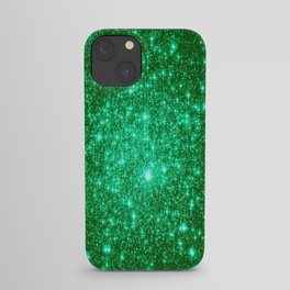 Emerald Green Glitter Stars iPhone Case