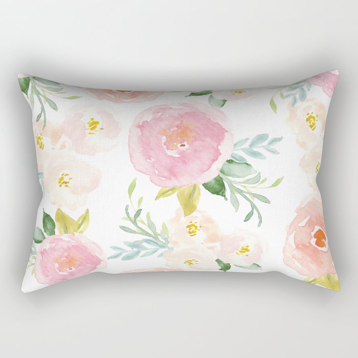 Sweet Pink Blooms (Floral 02) Rectangular Pillow by Union Shore Society6