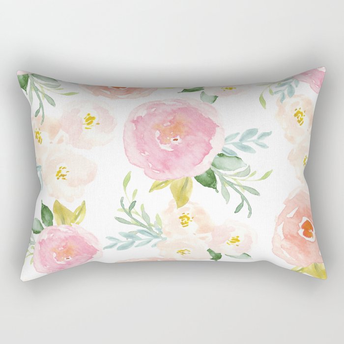 Sweet Pink Blooms (Floral 02) Rectangular Pillow