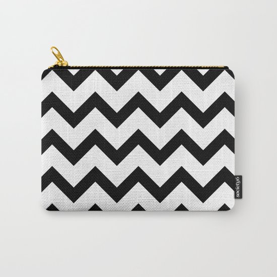 Simple Black and white Chevron pattern Carry-All Pouch