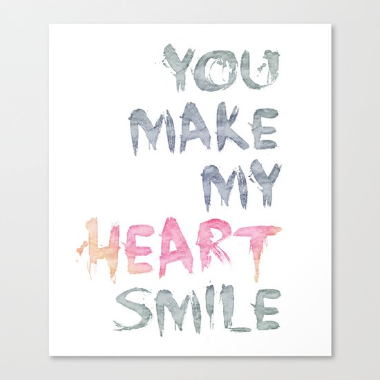 You make my heart smile ink lettering Canvas Print