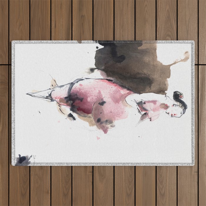 Female gesture 3 Art Print Outdoor Rug