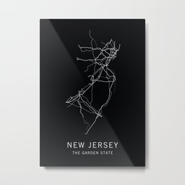 New Jersey State Road Map Metal Print | Interstate, Gardenstate, Graphicdesign, Maps, Jerseycity, Road, Newjersey, Paterson, Cartography, Elizabeth 