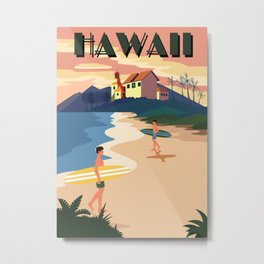 Hawaii Travel Illustration Metal Print | Fruit, Menshawaiianshirt, Pineapple, Tropical, Hawaiianshirts, Digitalprint, Hawaiianshirt, Disneyhawaii, Graphicdesign, Hawaiian 