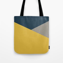 Envelope - Minimalist Geometric Color Block in Light Mustard Yellow, Navy Blue, and Gray Tote Bag