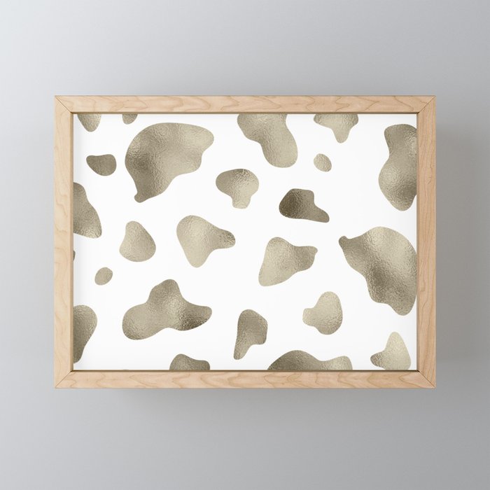 Golden cow hide print Framed Mini Art Print