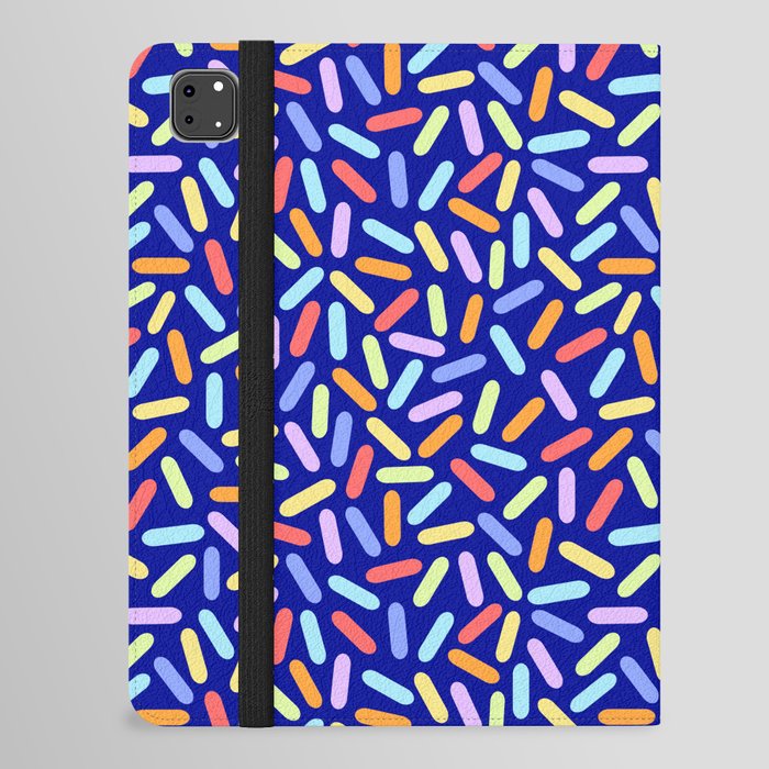 Dessert Digital Rainbow Sprinkles on Indigo Blue Graphic Pattern  iPad Folio Case