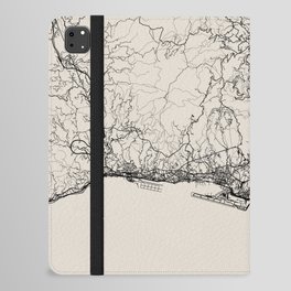 Genoa, Italy. Black and White City Map. Aesthetic iPad Folio Case