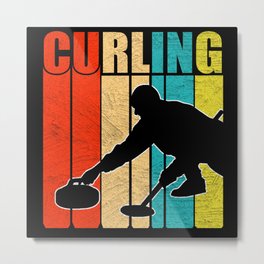Retro Curling Distressed Metal Print