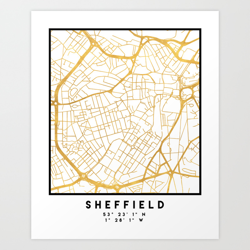 Sheffield England City Street Map Art Art Print By Deificusart